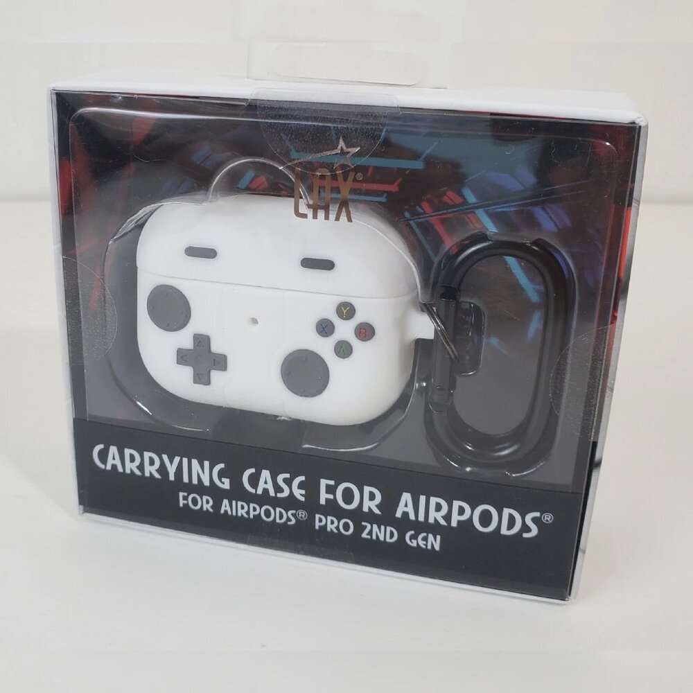LAX CARRYING CASE FOR AIRPODS PRO 1ST & 2ND GENERATION WHITE WITH CARABINER CLIP